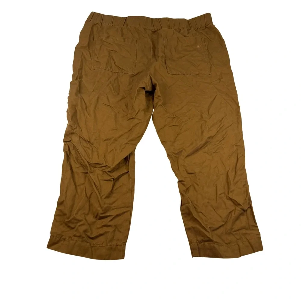 Banana Republic XL Brown Lyocell Linen Cotton Relaxed Cropped Pull On Pants